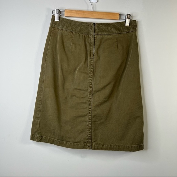 J Crew Womens Chino A Line Skirt Size 0 Olive Green Y2K Knee Length Casual FLAW - Picture 4 of 8
